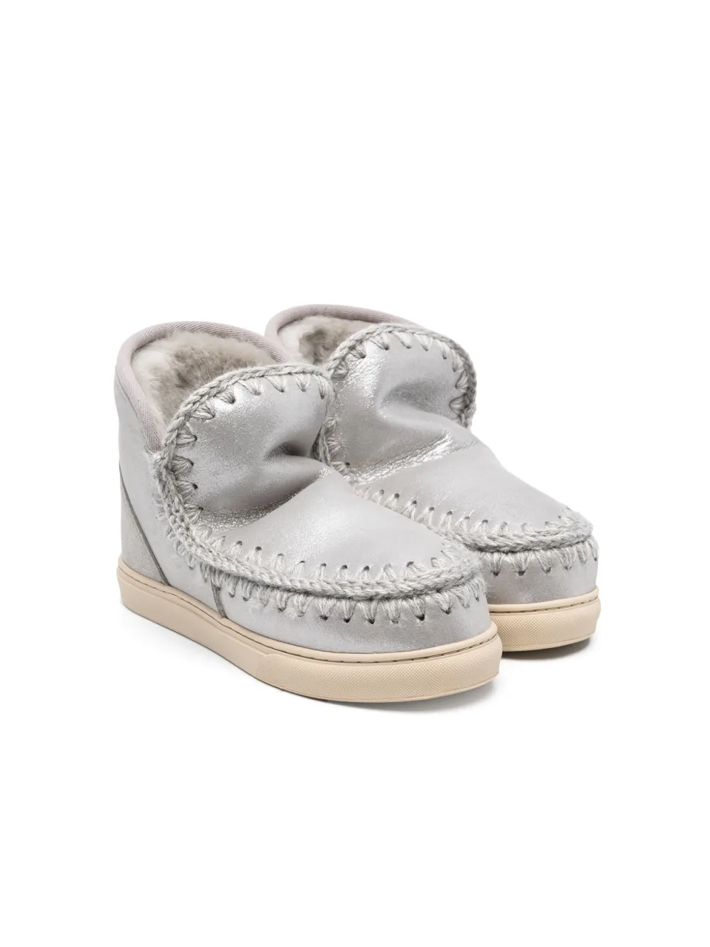 Mou Metallic-effect Eskimo Boots In Silver