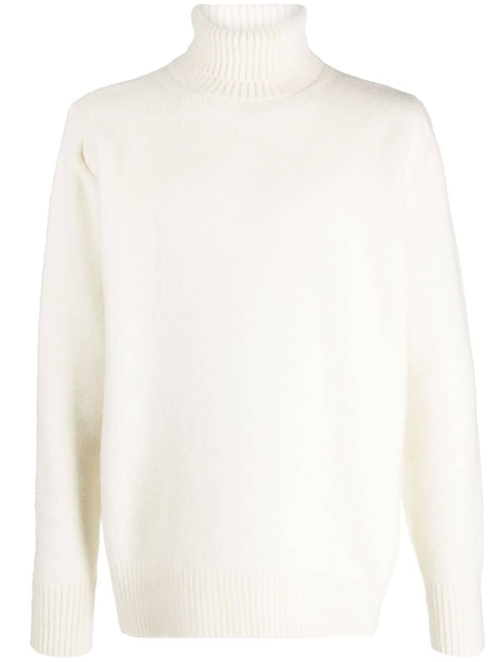 Shop Oamc Intarsia-knit Logo Wool Jumper In Neutrals