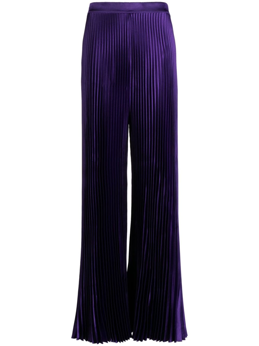 L'idée Bisous 褶饰缎面长裤 In Purple