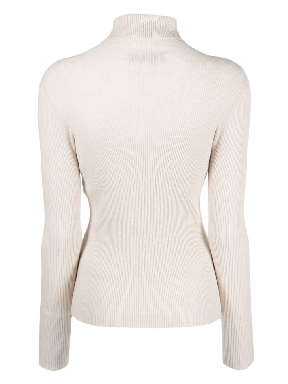 D.Exterior roll-neck ribbed-knit jumper - Beige