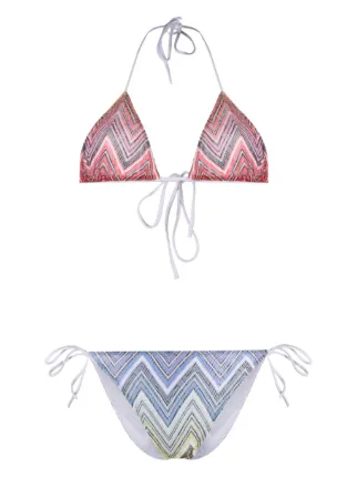 VIP【関税送料無料】希少 Missoni Chevron Bikini Viscose blend chevron bikini with lurex