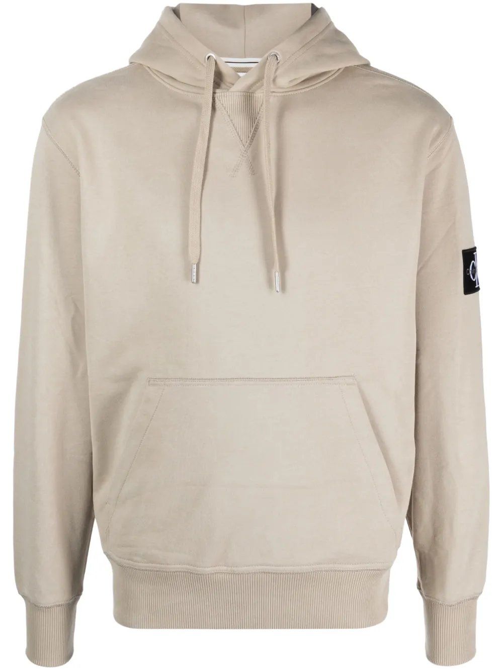Calvin Klein logo-patch long-sleeve hoodie - Nude