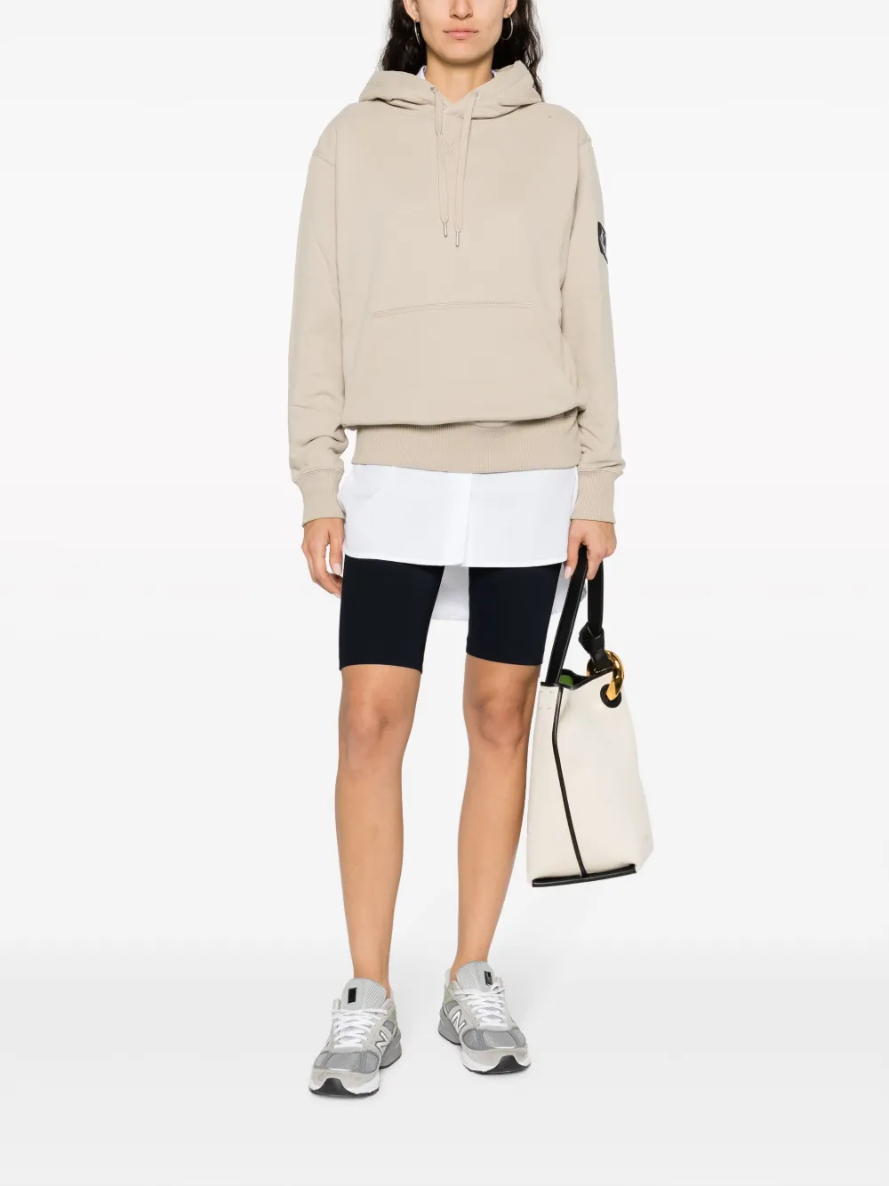 Calvin Klein Hoodie met logopatch Beige