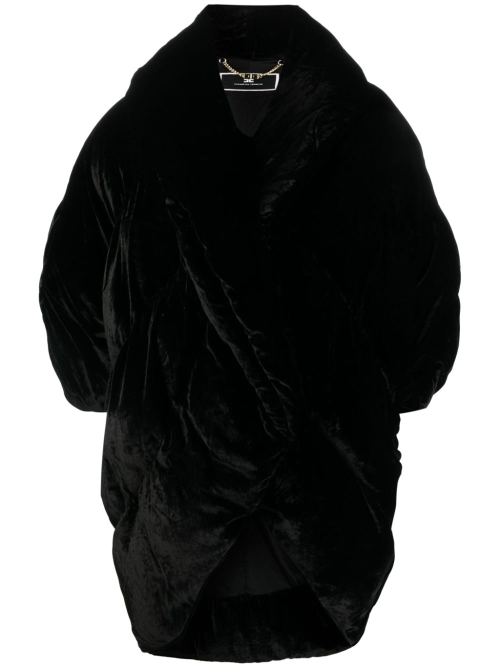 Elisabetta Franchi Shawl-lapels Quilted Velvet Jacket In Black