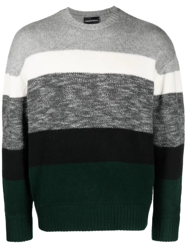 EMPORIO ARMANI ストライプニットセーター Emporio Armani ストライプディテール セーター | ブラック