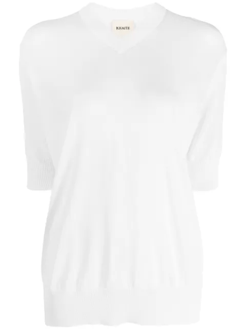 KHAITE sudadera de tejido fino con cuello en V
