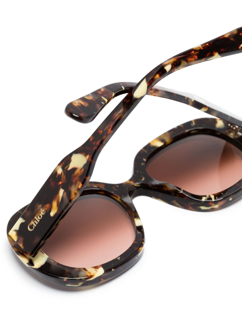 Shop Chloé Tortoiseshell-effect Oversize-frame Gradient Sunglasses In Brown
