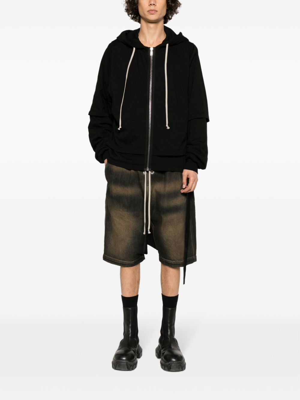 Rick Owens DRKSHDW bleached cotton track shorts - Bruin