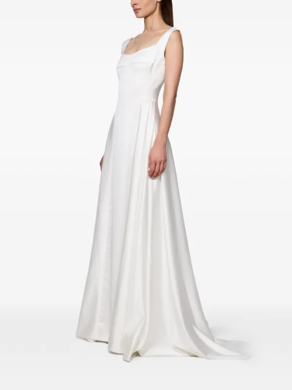 White Satin Evening Dress L