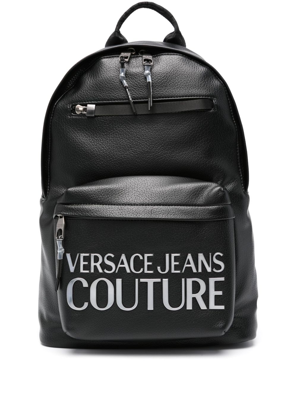 Versace Jeans Couture logo-plaque faux-leather backpack - Black