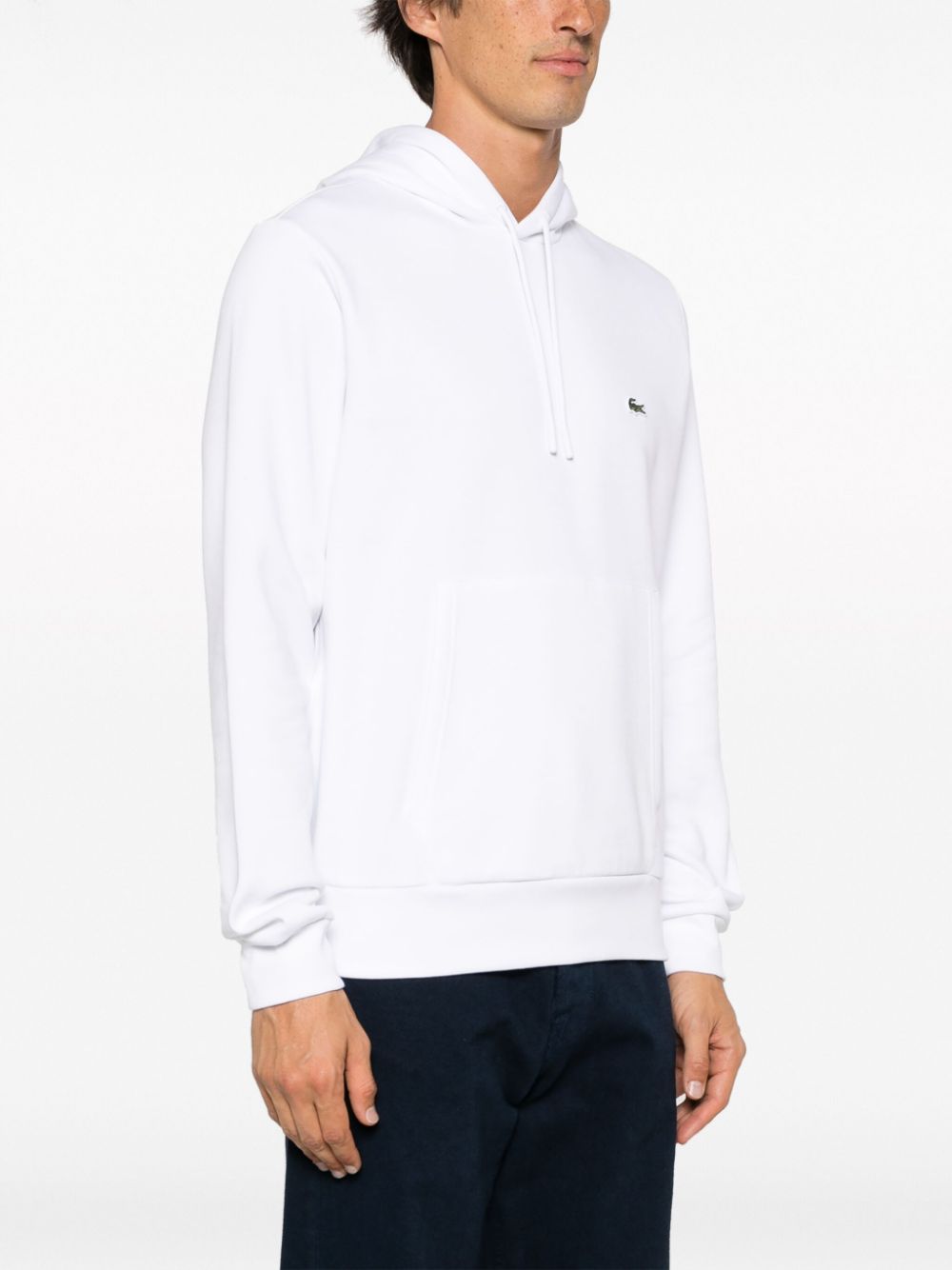 Shop Lacoste Logo-patch Drawstring Hoodie In White