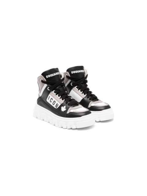 Dsquared2 Kids  Icon-motif leather high-top sneakers