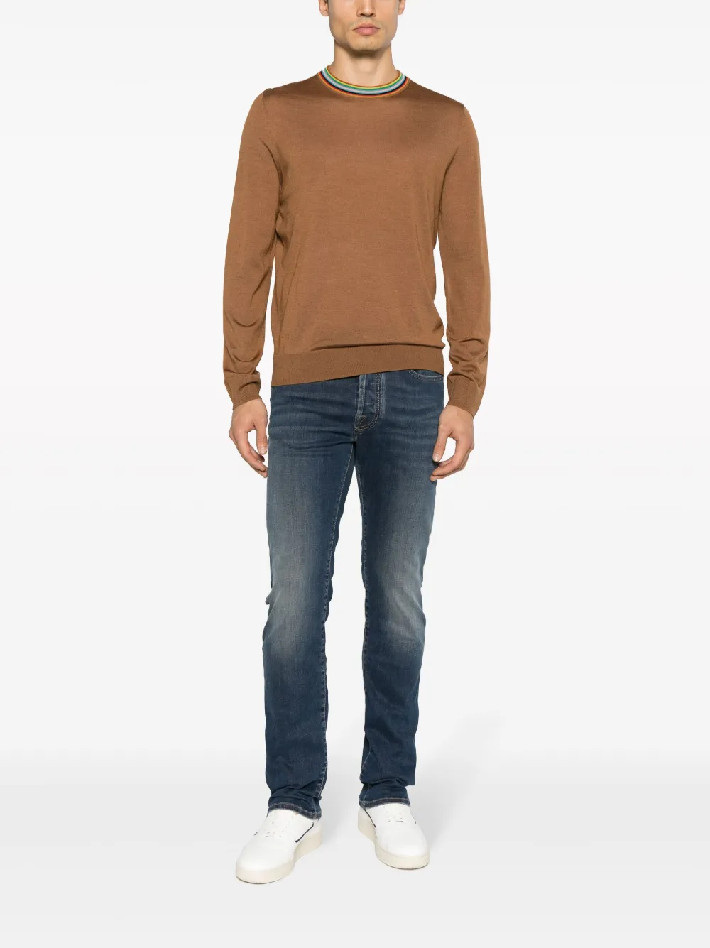 Paul Smith stripe-detailing wool-silk blend jumper - Bruin