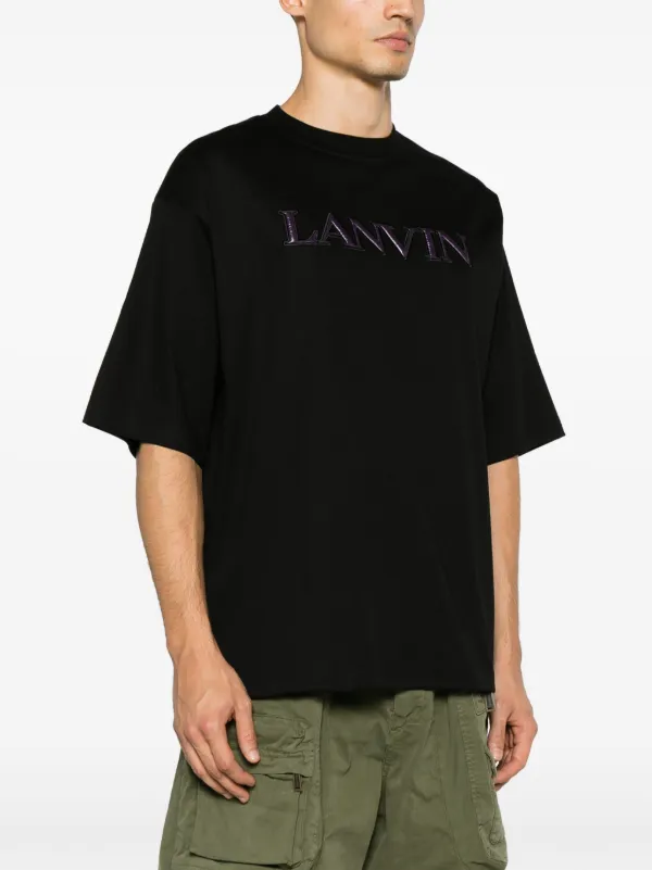 Tシャツ・カットソー Lanvin Crewneck Cotton T-Shirt Lanvin logo-embroidered Cotton T-shirt | Black | FARFETCH GR