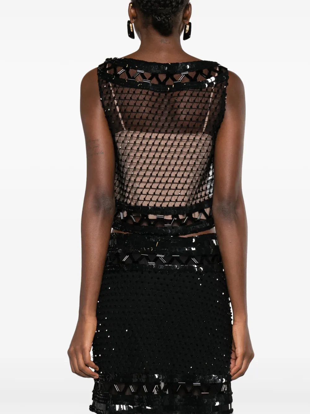 Alberta Ferretti Tanktop met pailletten Zwart