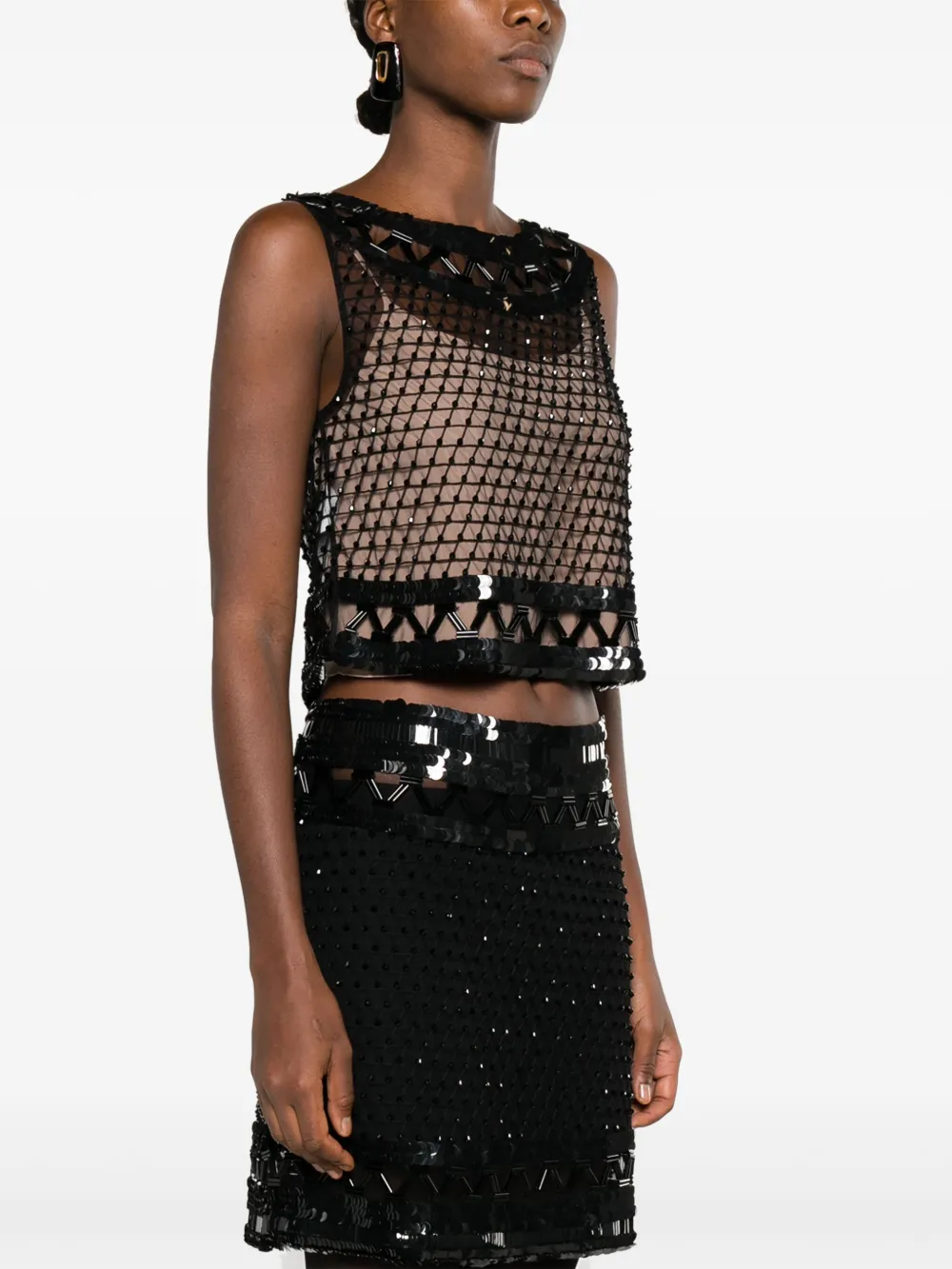 Alberta Ferretti Tanktop met pailletten Zwart