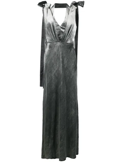 Alberta Ferretti vestido de fiesta de terciopelo con cuello en V