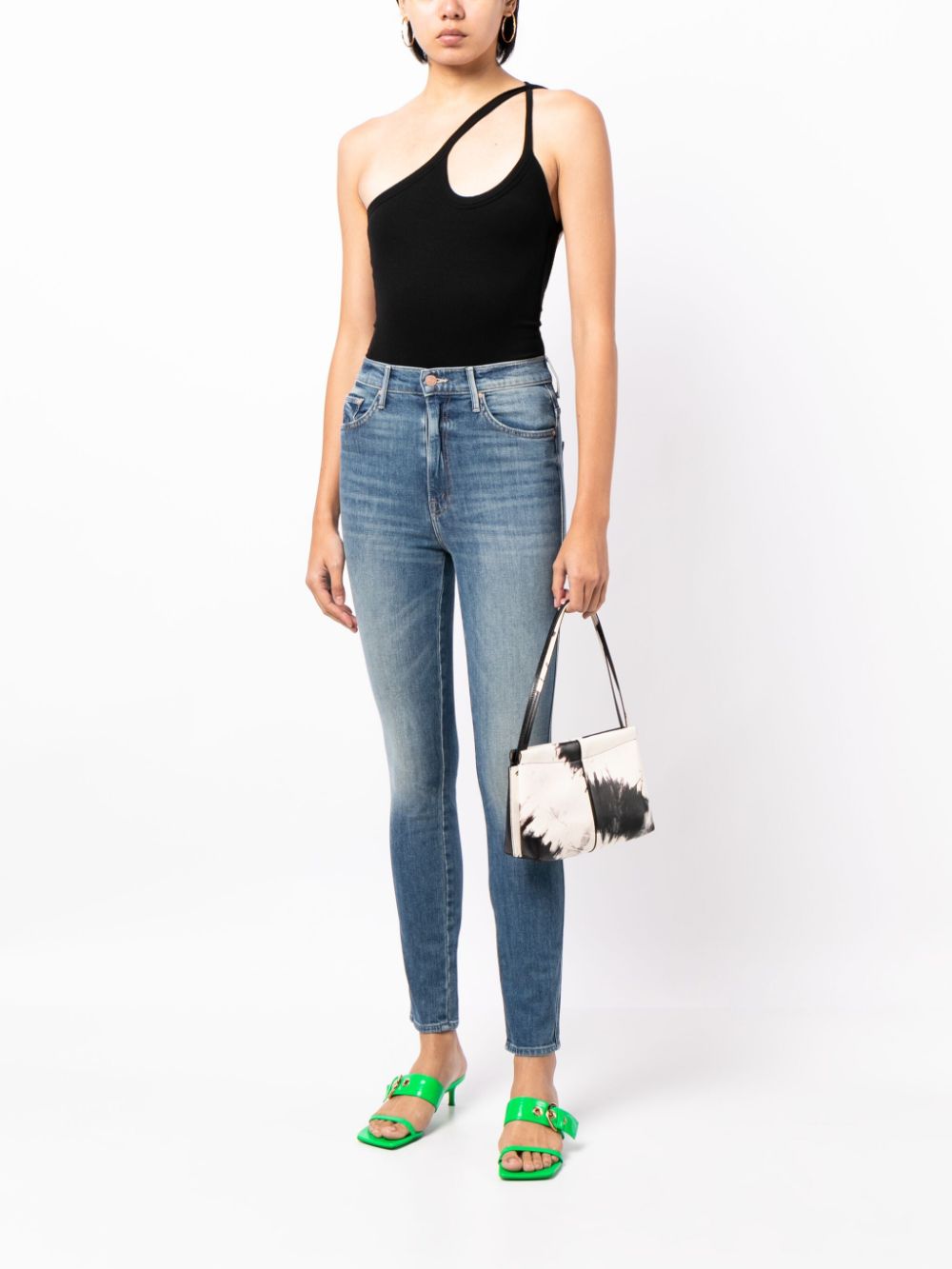 Shop Mother The Double Swooner High-rise Skinny Jeans In Blue