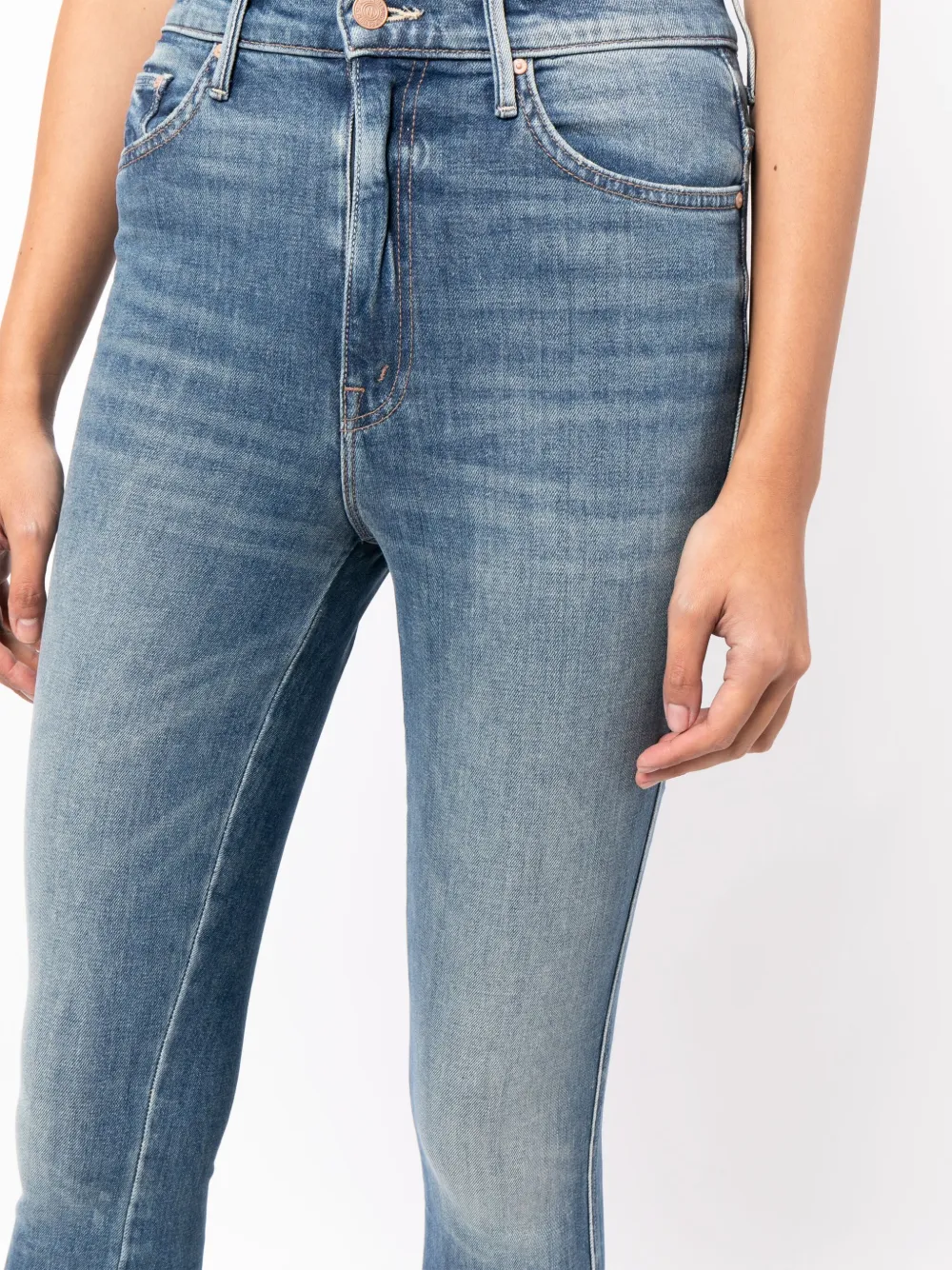 Shop Mother The Double Swooner High-rise Skinny Jeans In Blue