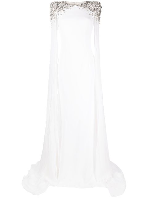 Jenny Packham Frida crystal-embellished cape gown Women