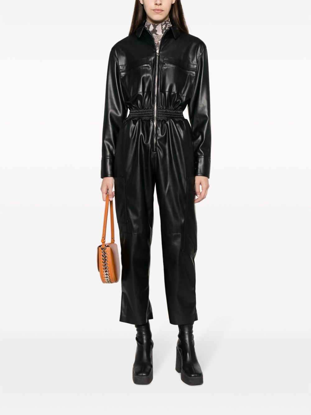 Stella McCartney Jumpsuit van imitatieleer - Zwart