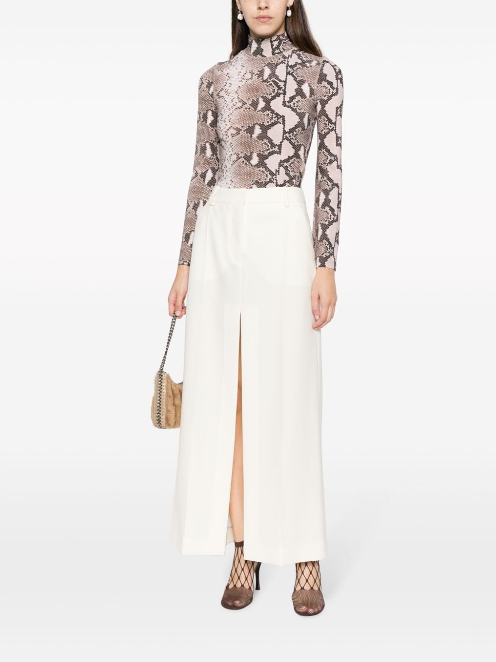 Shop Stella Mccartney High-waist Cotton Maxi Skirt In Neutrals