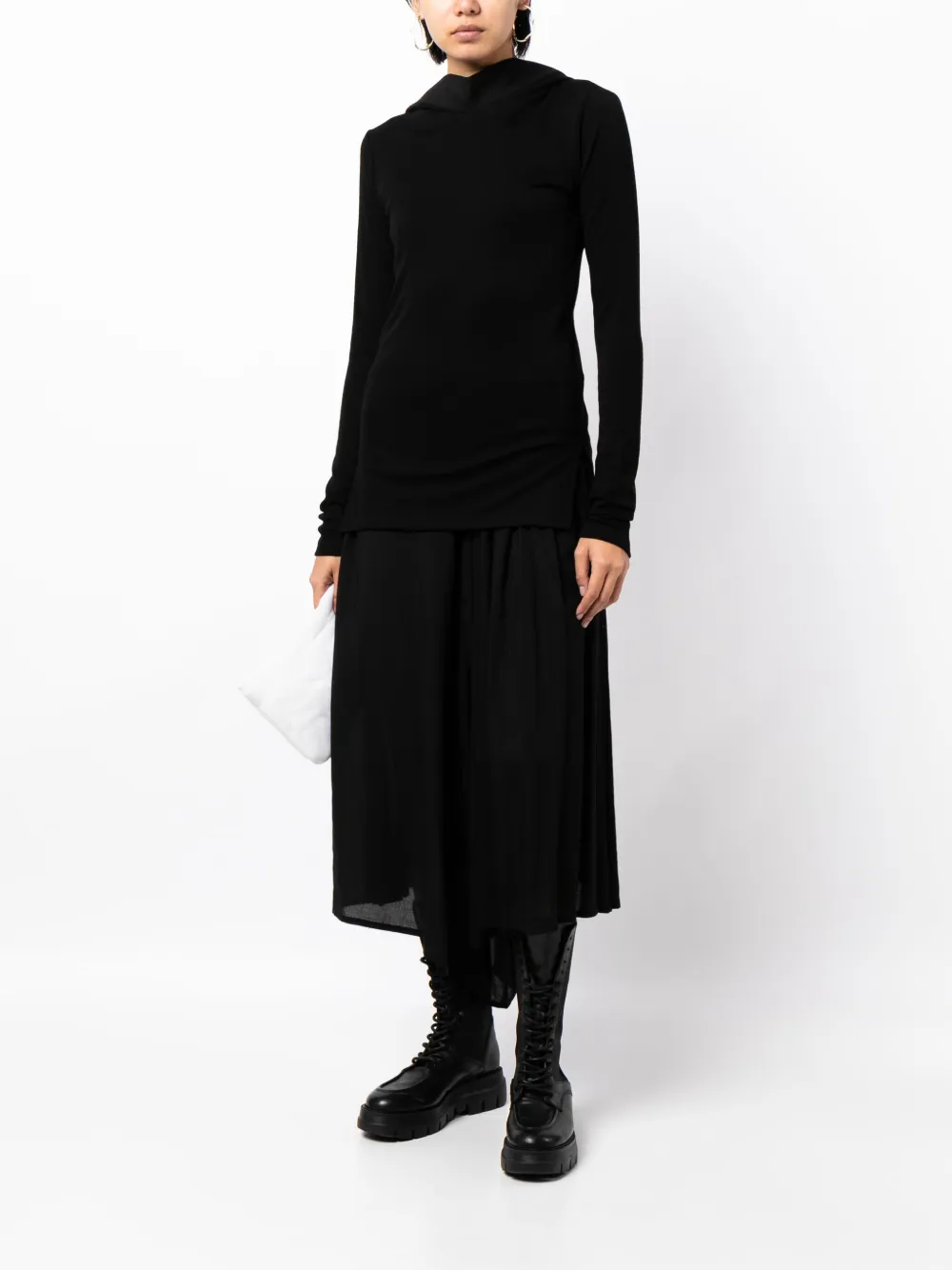 Yohji Yamamoto Trui met capuchon - Zwart