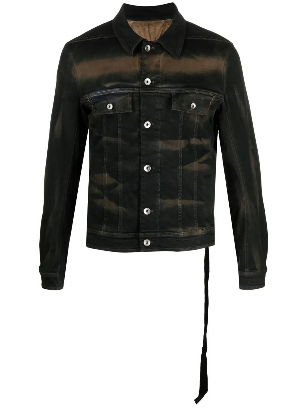 Rick Owens Drkshdw Bleached-effect Denim Shirt Jacket In Brown