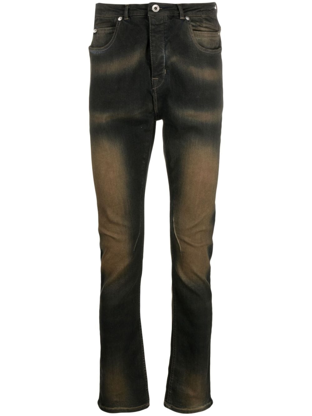 Shop Rick Owens Drkshdw Bleached-effect Slim-cut Jeans In Brown
