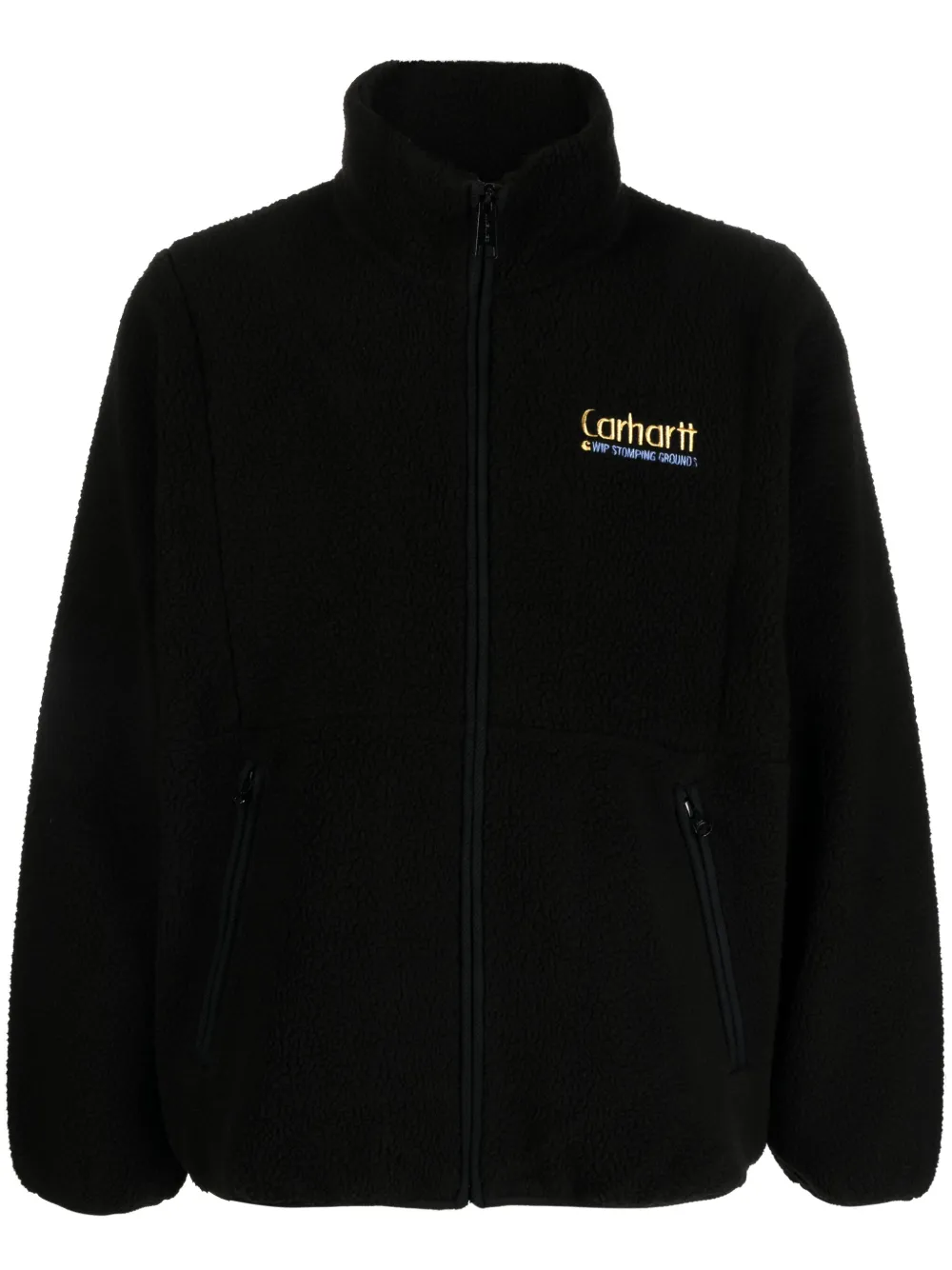 Carhartt WIP logo-embroidered fleece jacket Zwart