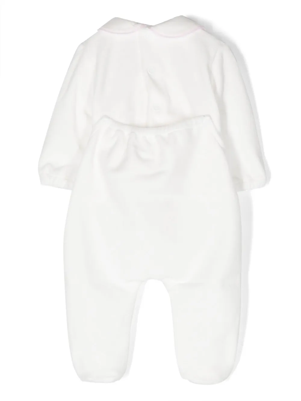Little Bear logo-embroidered bib-collar romper - Wit