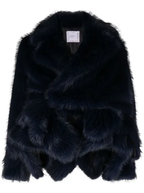 sacai faux-fur jacket