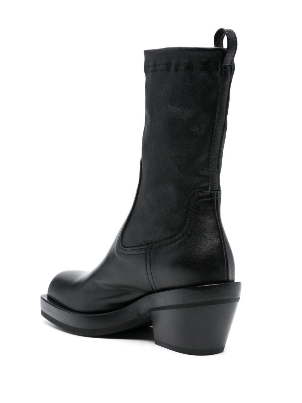 Shop Agl Attilio Giusti Leombruni Square-toe Leather Calf-length Boots In Black