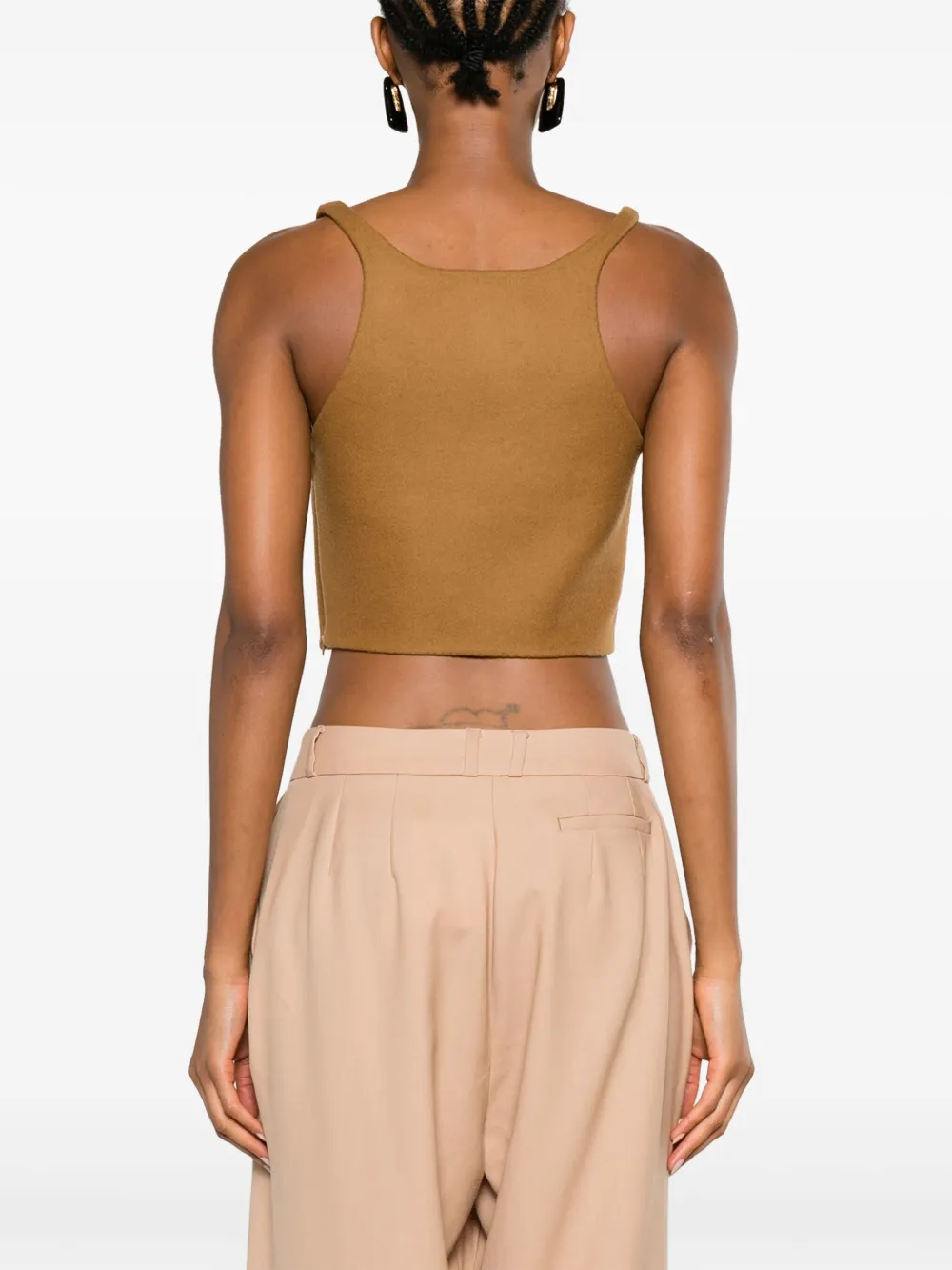 Shop Ermanno Scervino Virgin Wool Cropped Top In Brown