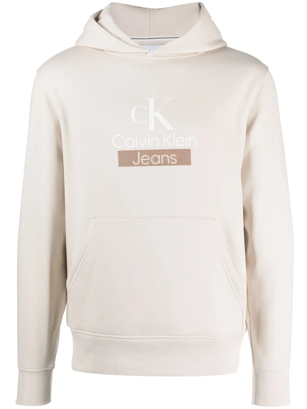 Calvin Klein Jeans Hoodie met logoprint Beige