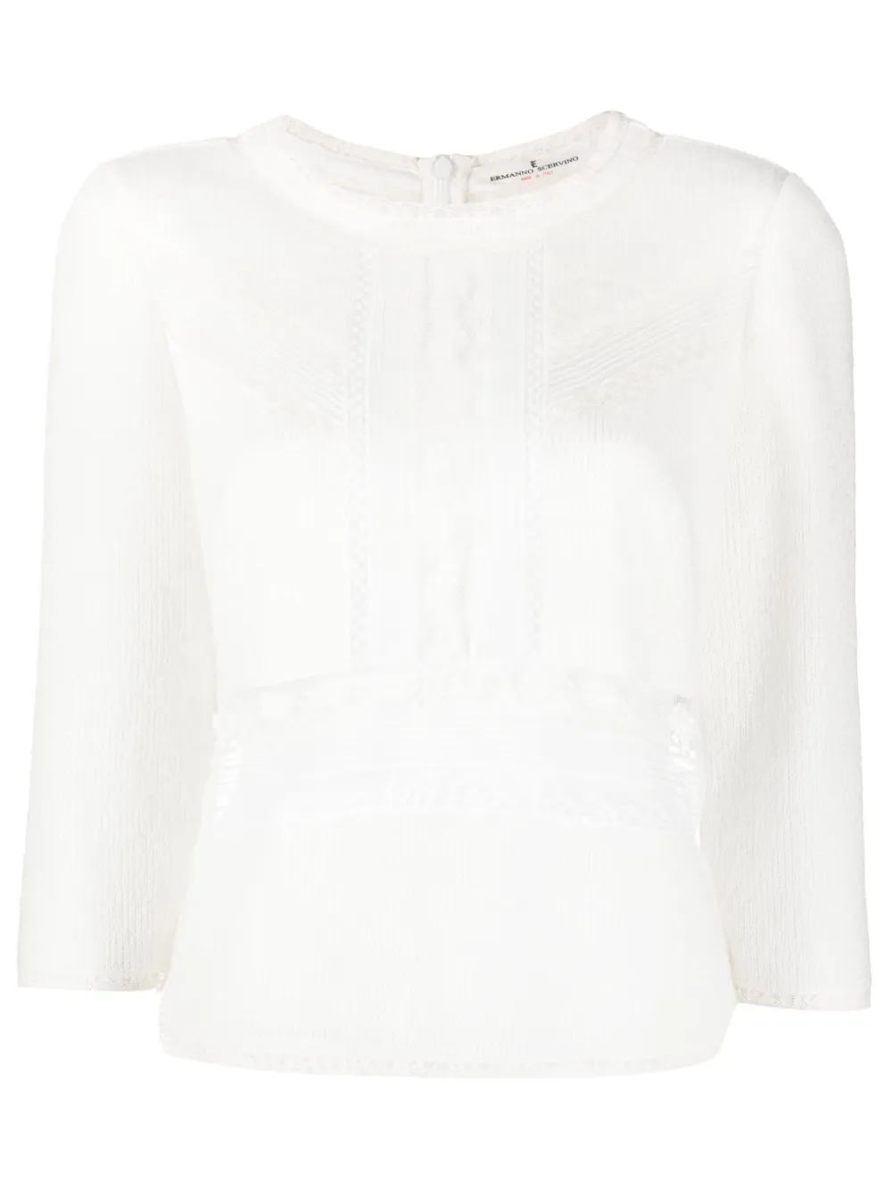 Ermanno Scervino Lace-panels Fine-ribbed Jumper In White