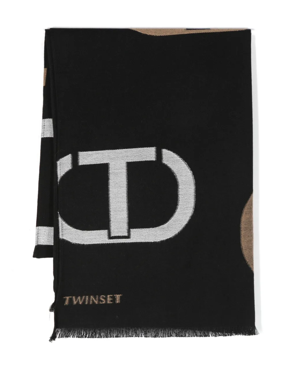 logo-intarsia knitted scarf