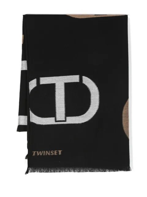 TWINSET logo-intarsia knitted scarf