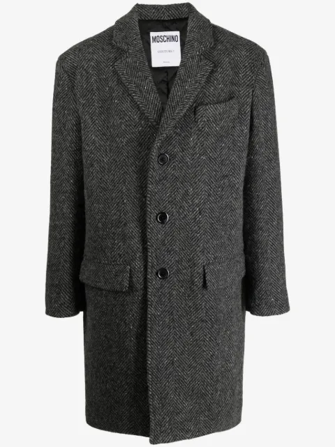 Moschino slogan-print wool peacoat