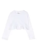 Douuod Kids crew-neck ruffled cotton T-shirt - White