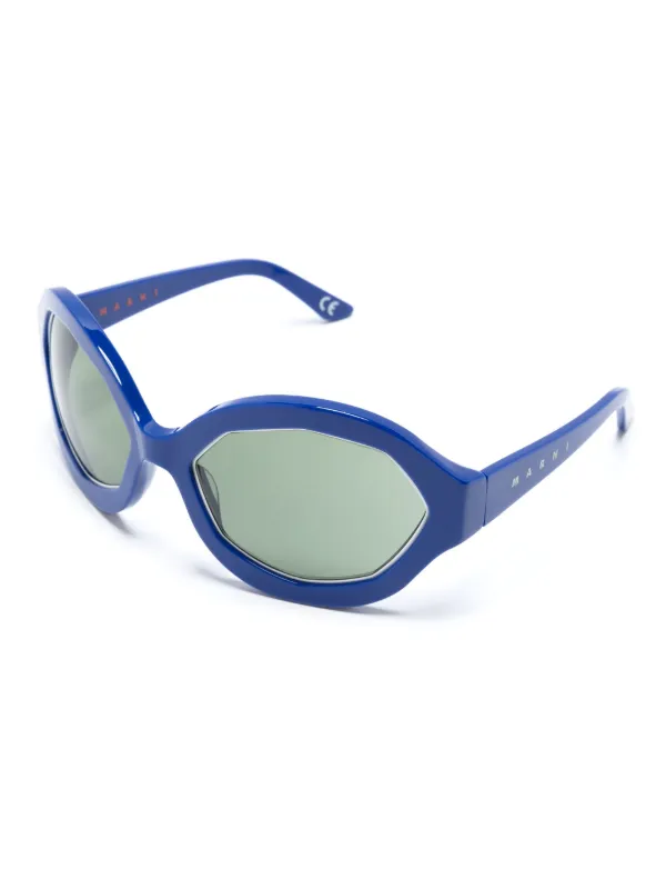 Marni Eyewear ジオメトリックフレーム サングラス | ブルー | FARFETCH JP