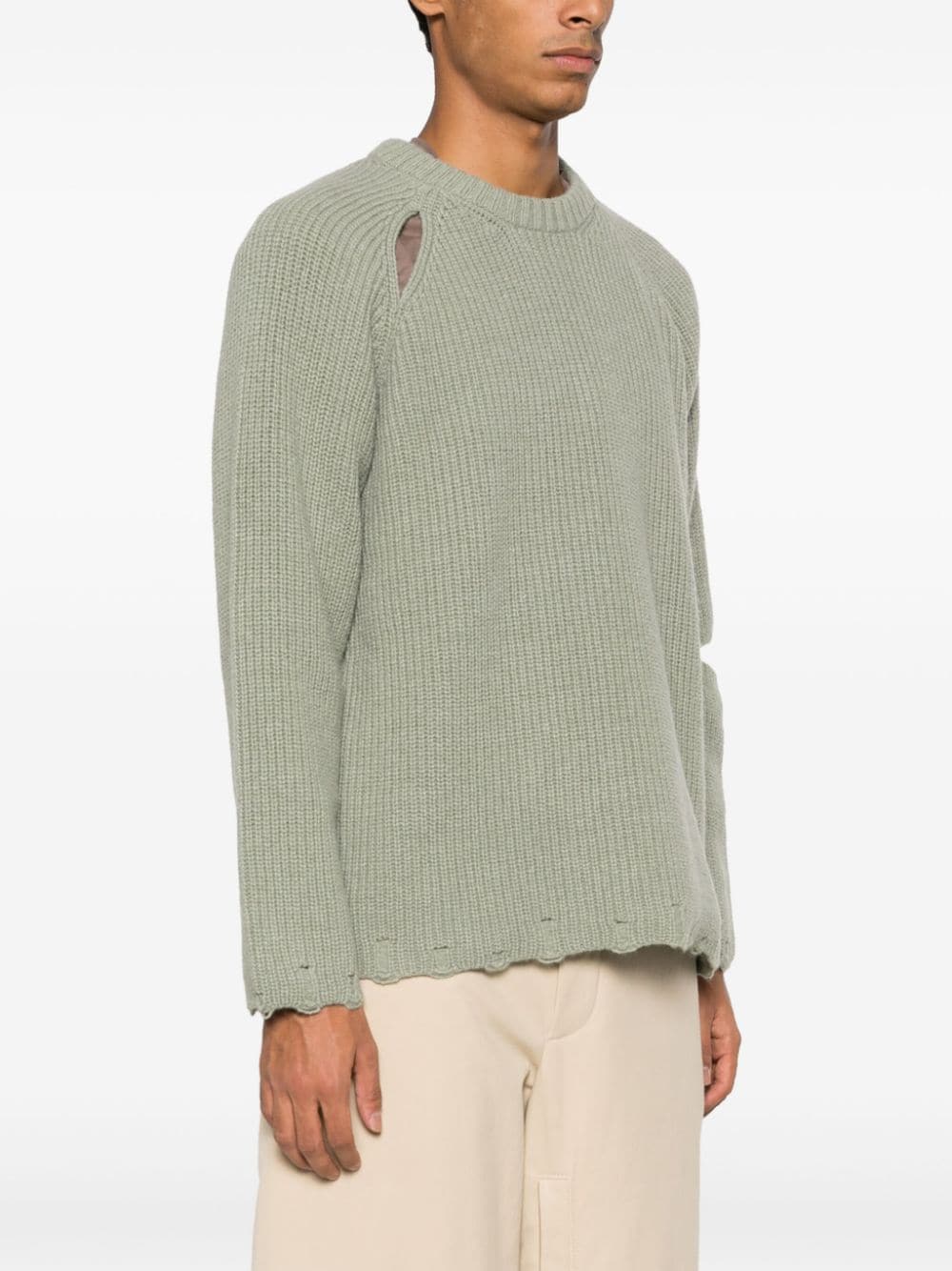 Shop A Paper Kid Distressed-effect Cut-out Jumper In Green