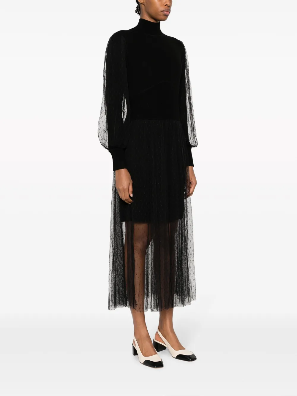 TWINSET Tulen midi-jurk Zwart