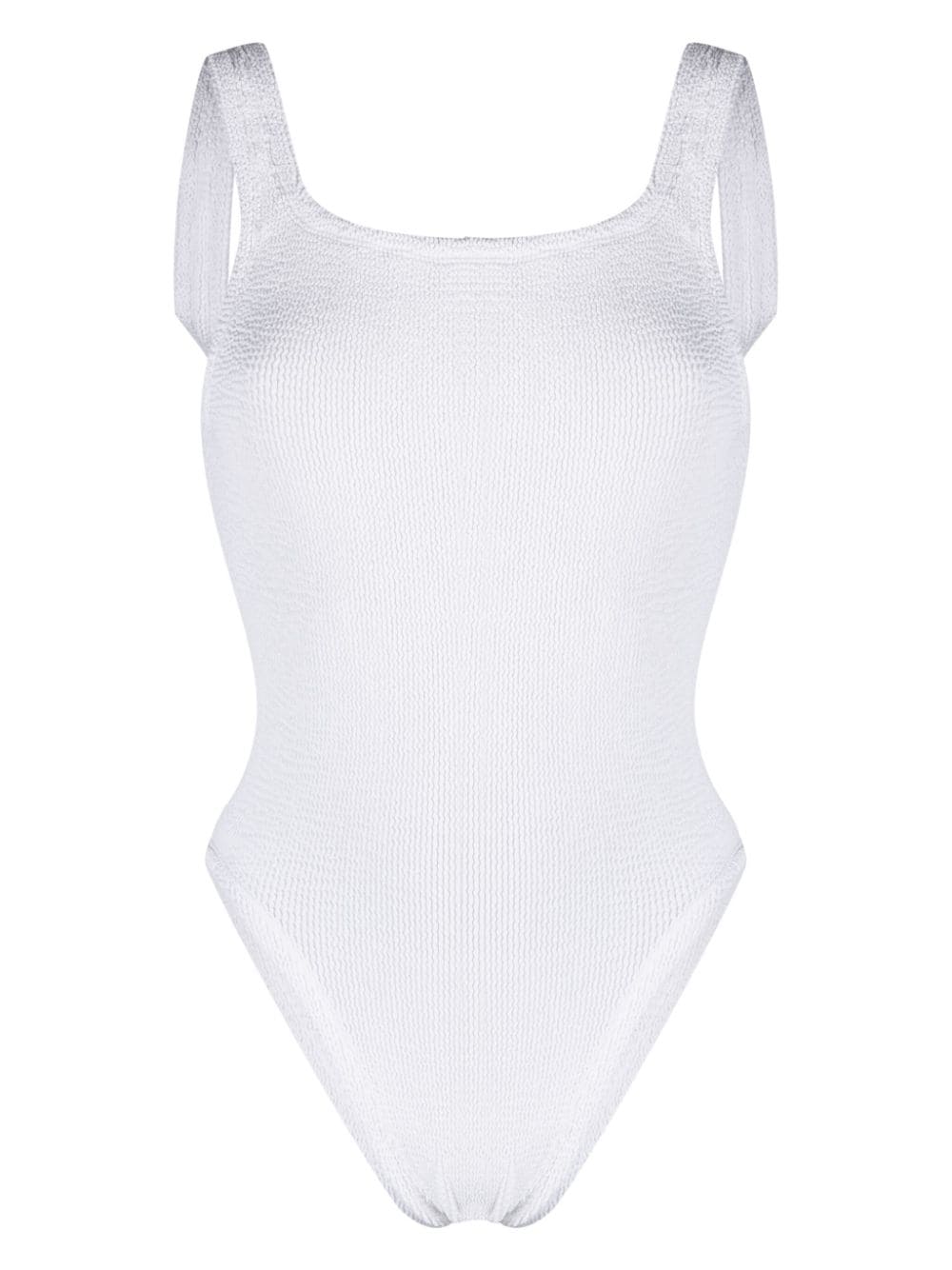 Hunza G Crinkled Square-neck One-piece In White