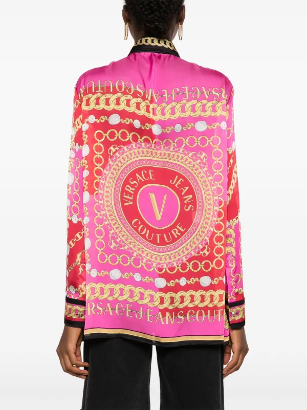 Versace Jeans Couture colour block chain link Print Shirt Pink FARFETCH UK