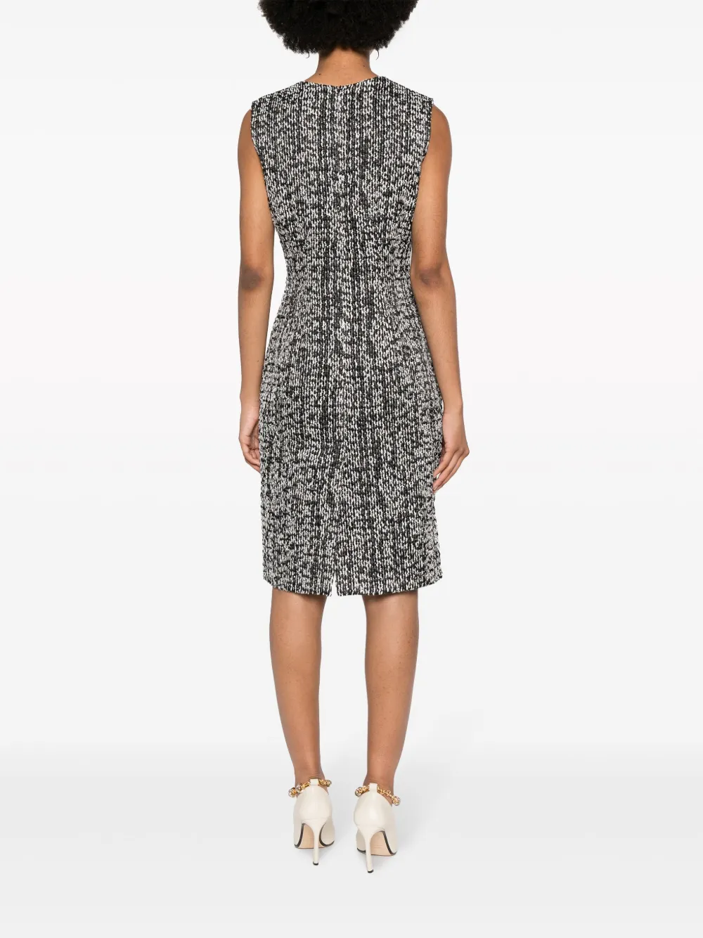 Lanvin Sleeveless Tweed Midi Dress In Black