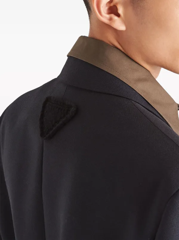 Prada detachable-collar Wool Blazer | Blue | FARFETCH