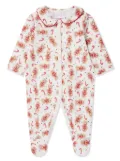 Rachel Riley gingerbread-print cotton babygrow - White