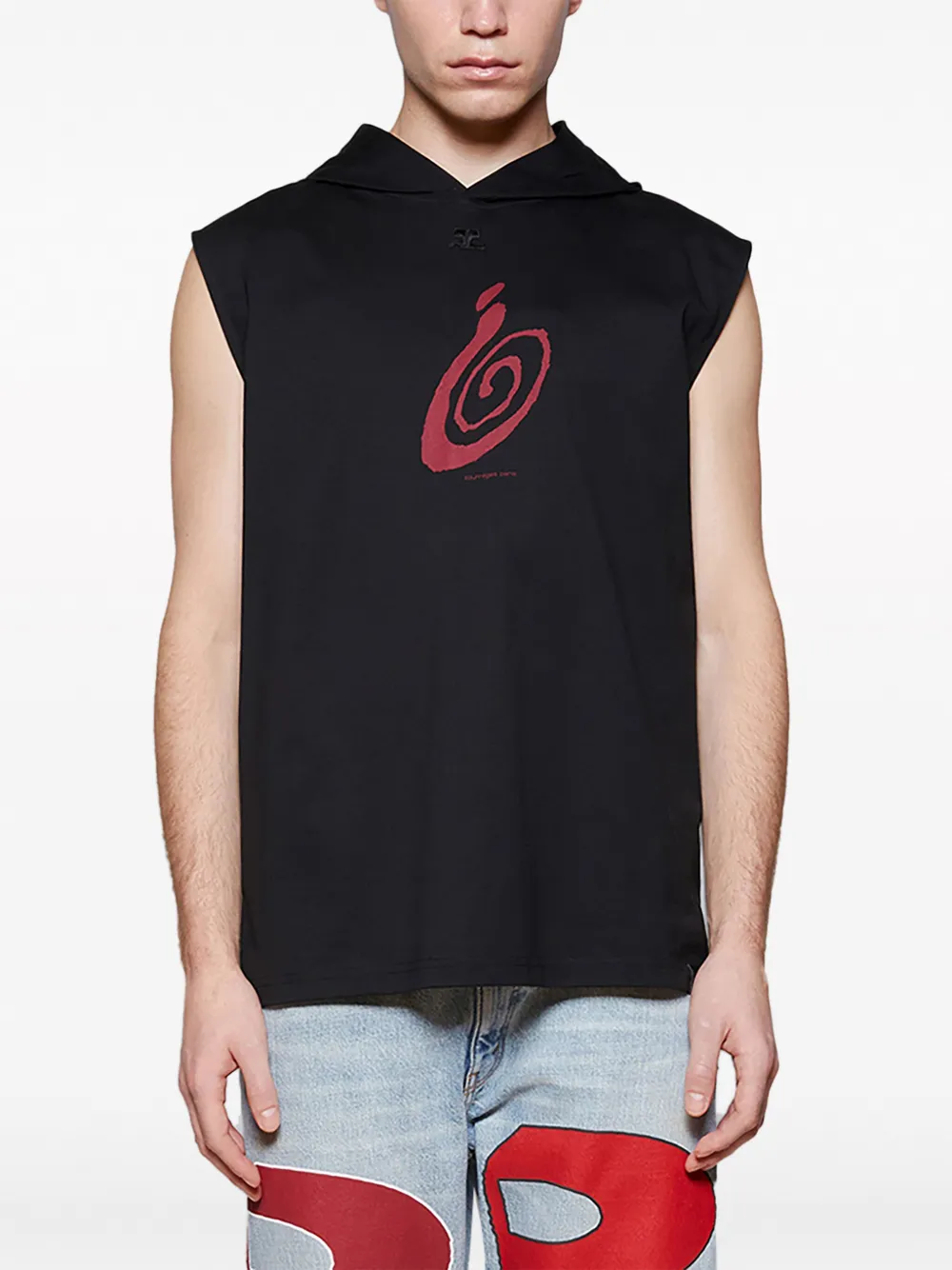 Courrèges Hoodie met logopatch Zwart