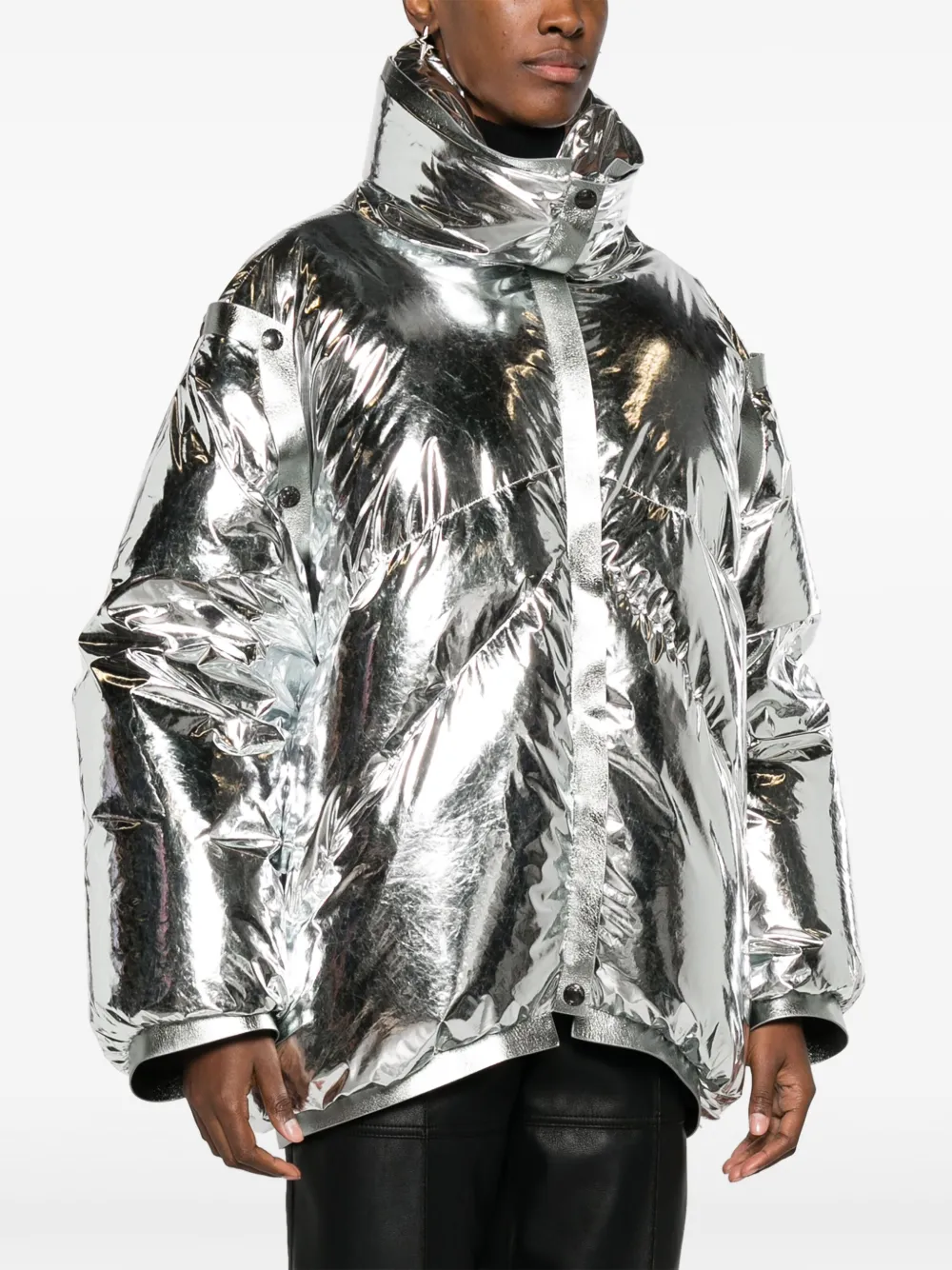 Metallic silver puffer outlet jacket mens